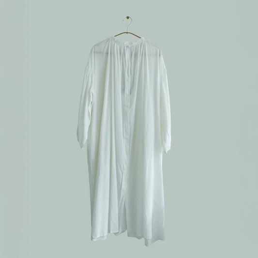 摺邊領口襯衫洋裝 白