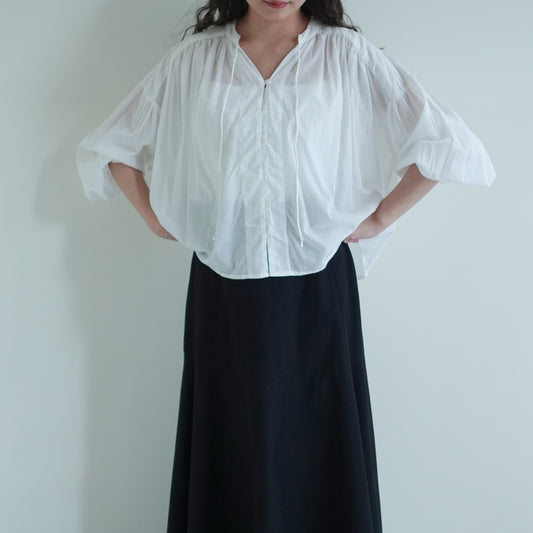 巴里紗短板開襟上衣 白
