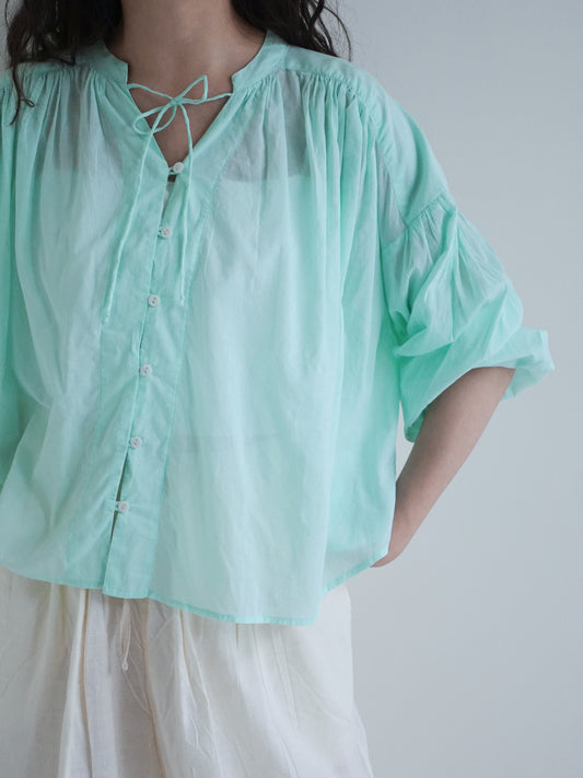 巴里紗短板開襟上衣 薄荷綠
