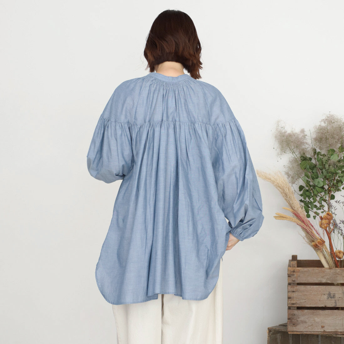 Chambray 棉質襯衫 淺藍