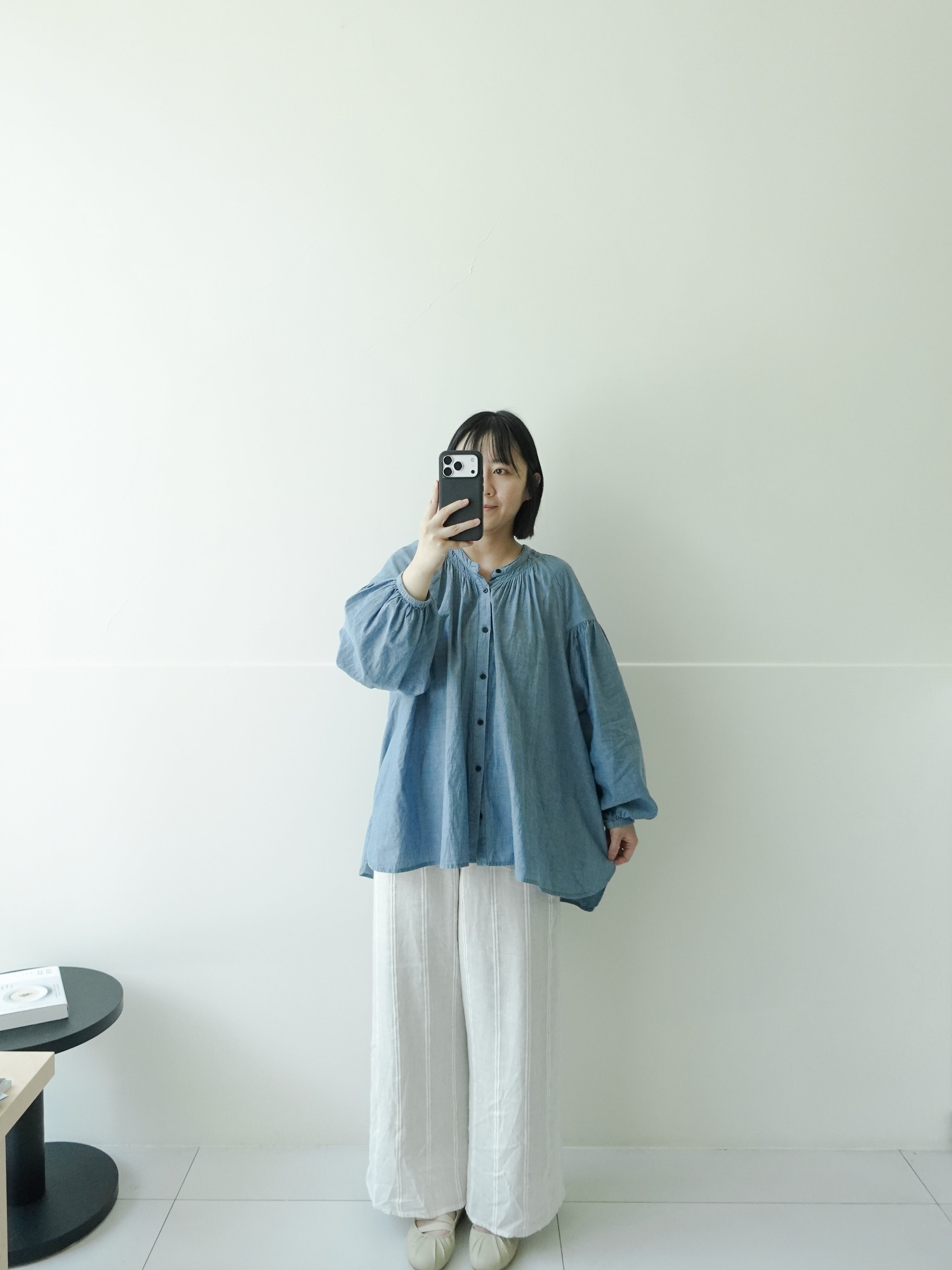 Chambray 棉質襯衫 淺藍