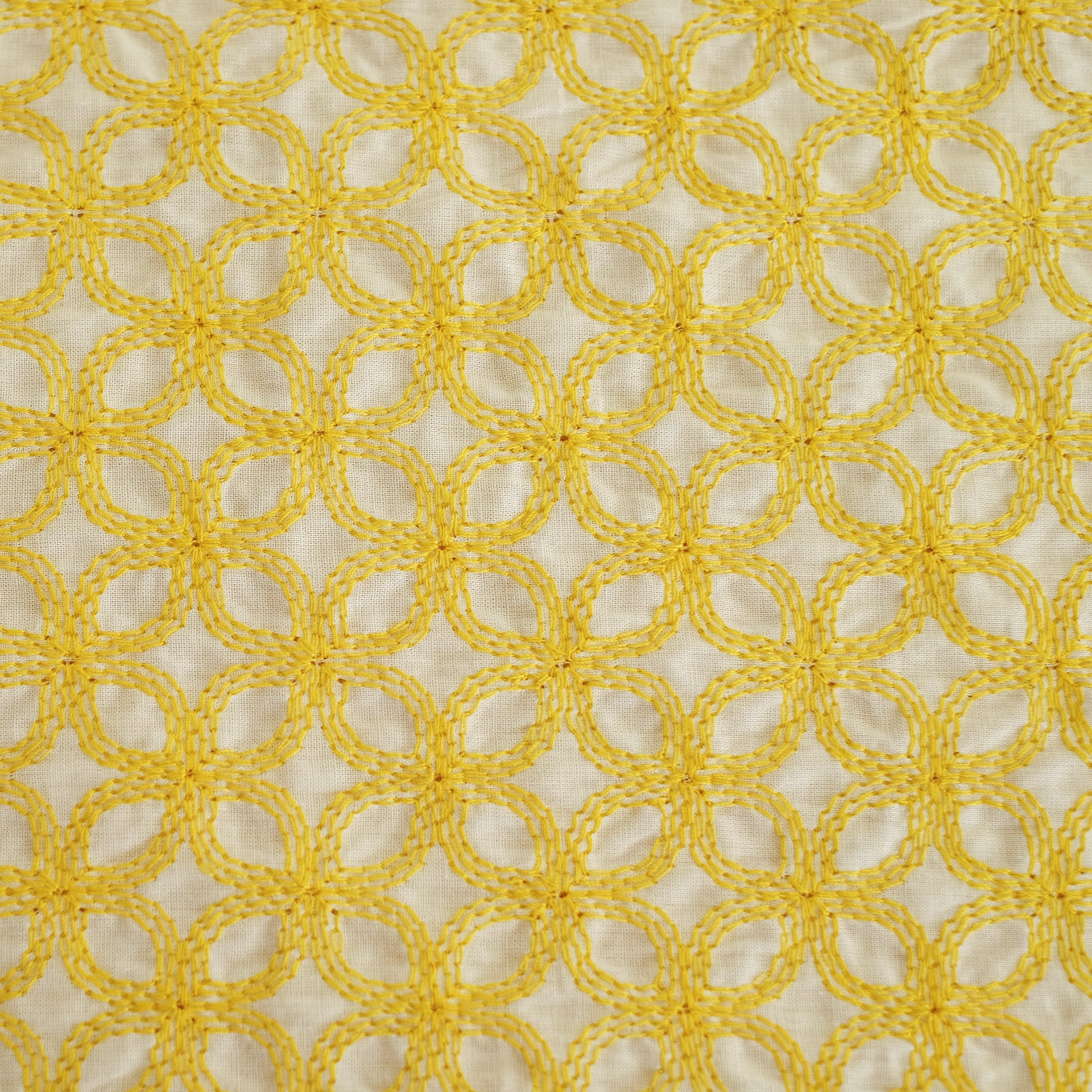 花朵刺繡餐墊 黃