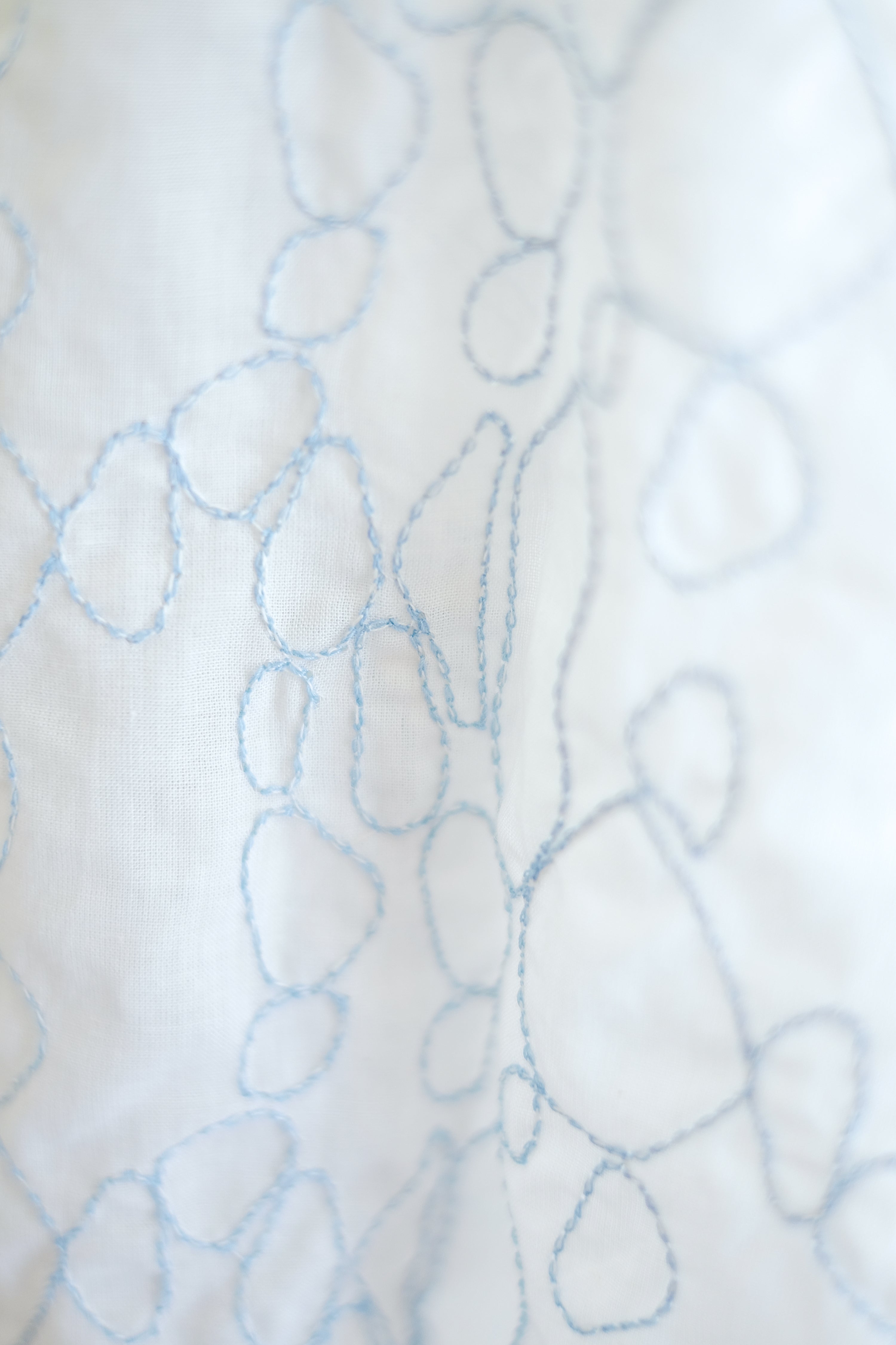 泡泡刺繡半身圍裙 藍