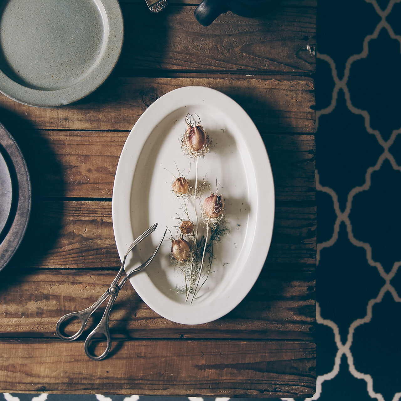 Ancient Pottery Oval Plate 古董白 橢圓盤