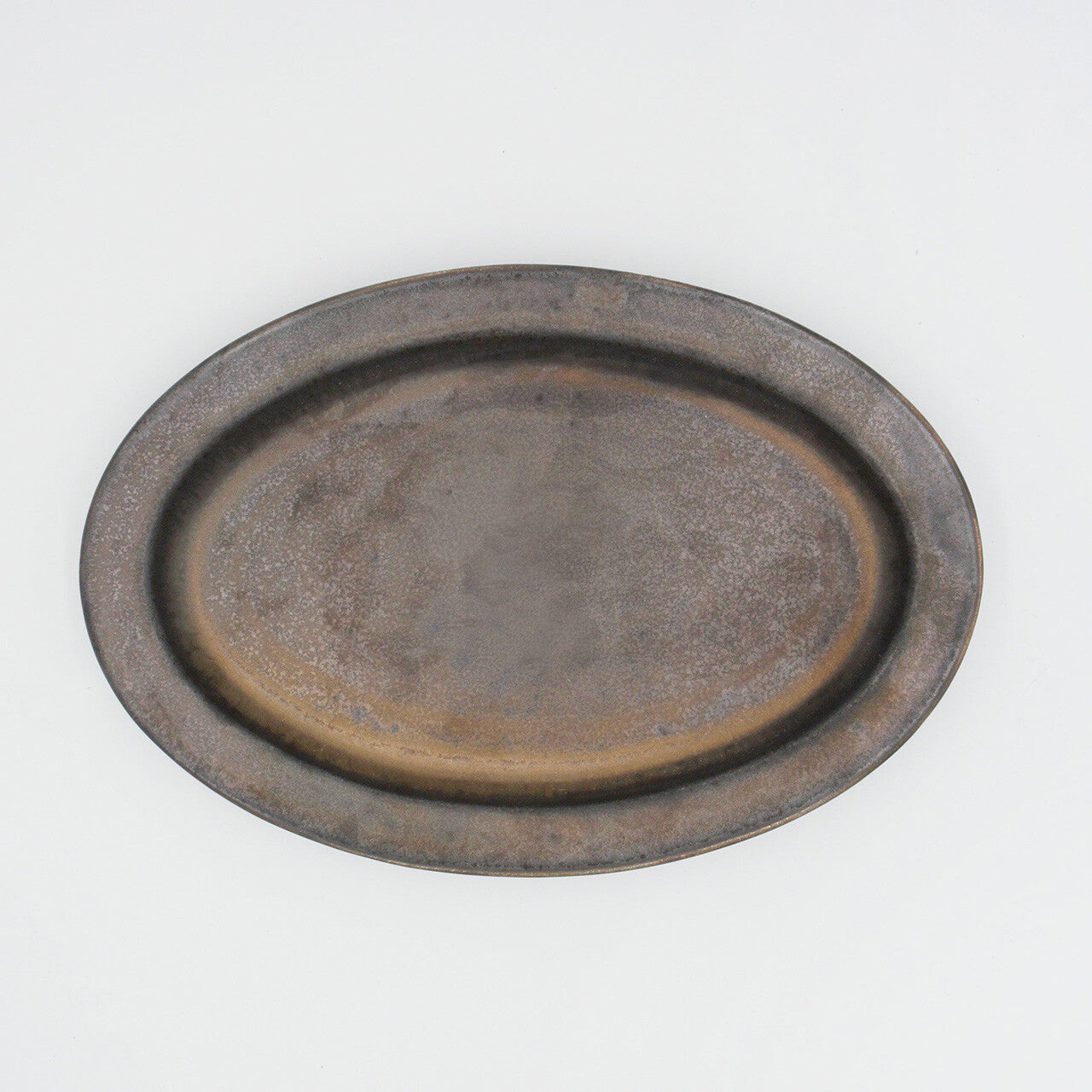Ancient Pottery Oval Plate 古銅金 橢圓盤
