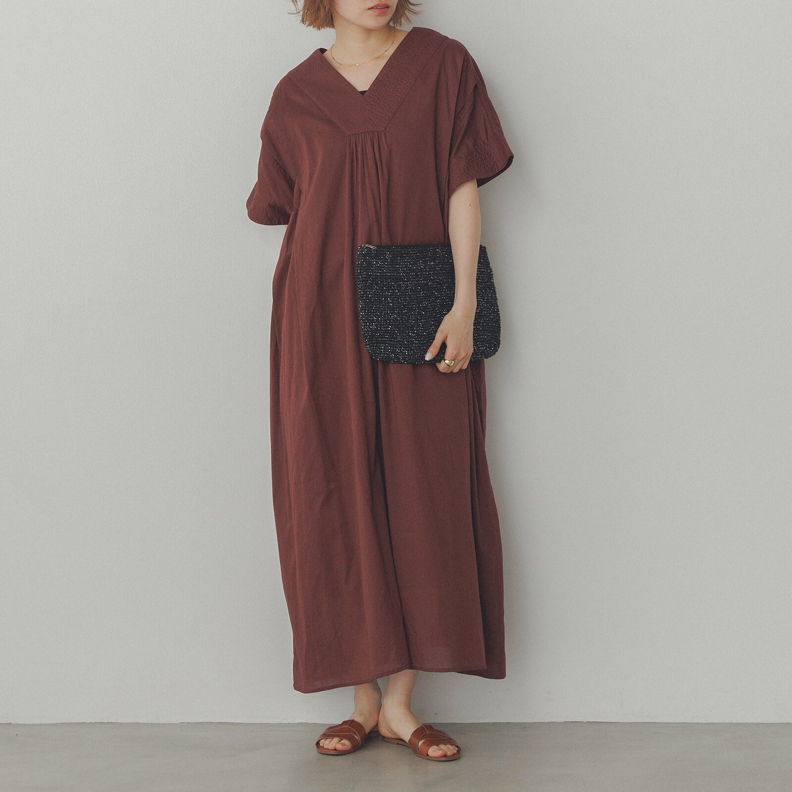 巴里紗洋裝 brown