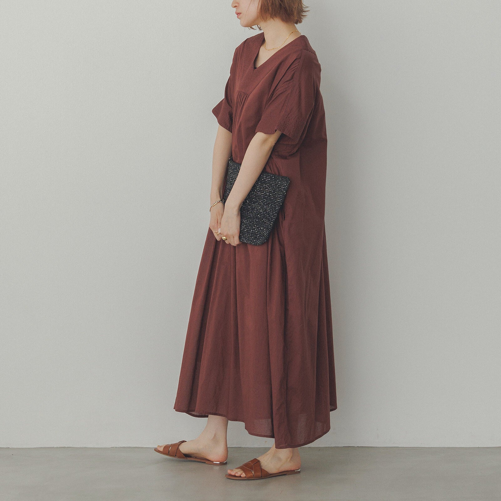 巴里紗洋裝 brown