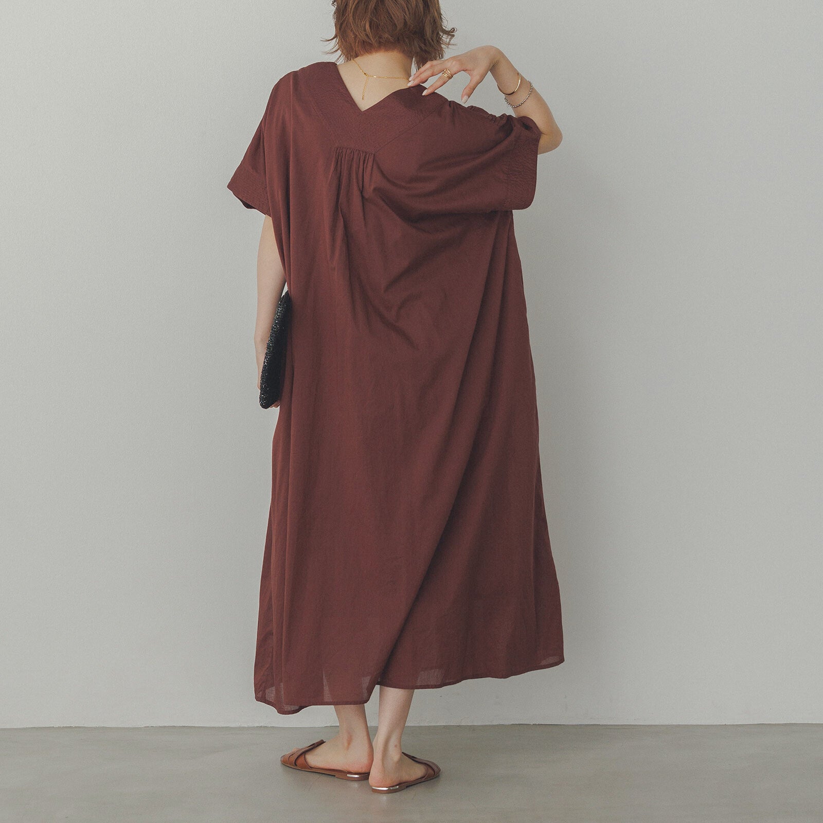 巴里紗洋裝 brown