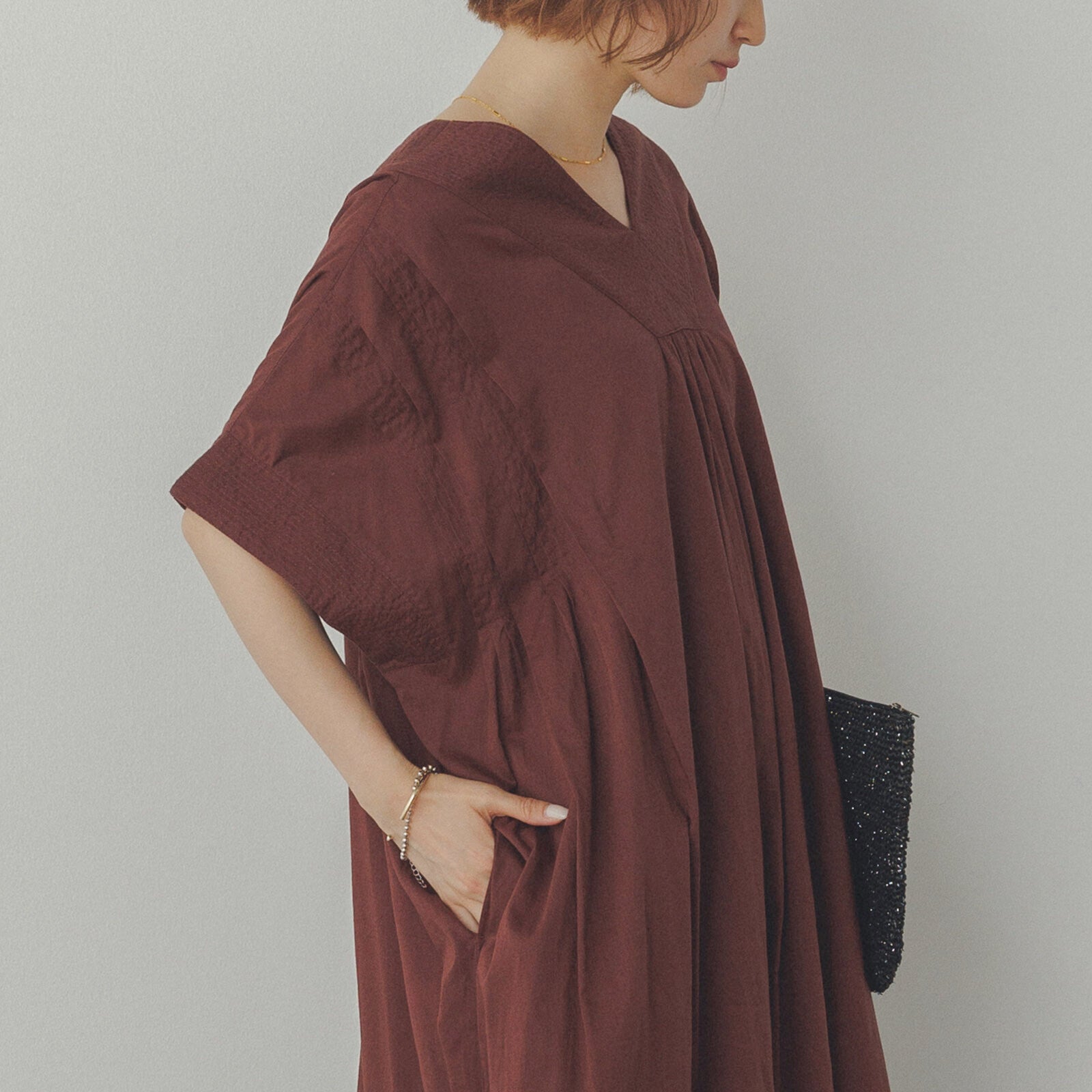巴里紗洋裝 brown
